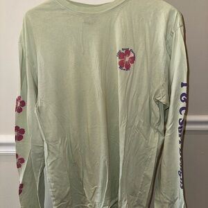 T&C Surf Designs Light Green Long Sleeve Shirt with Floral Print Size M